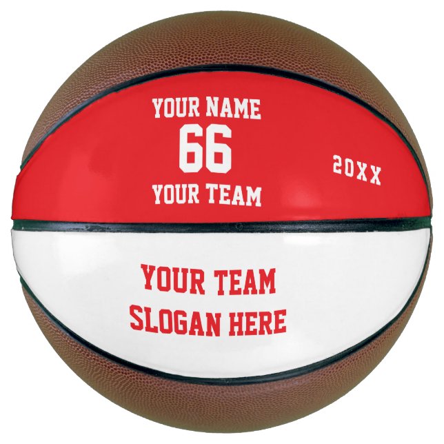Custom Red Basketball with Name, Number, Team (Vorderseite)