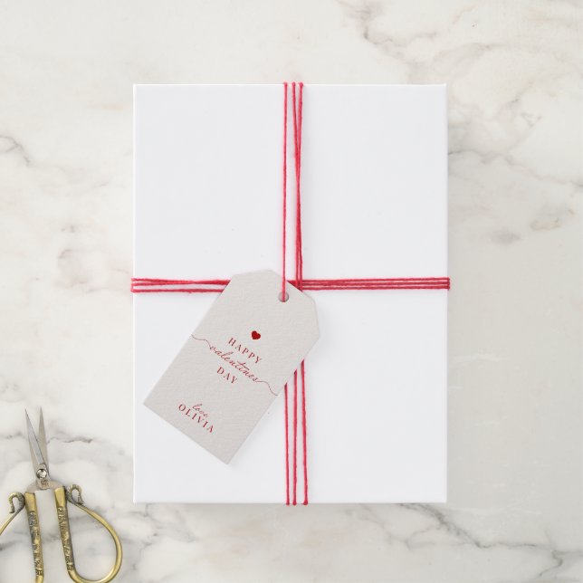 Custom red beige simple VALENTINE'S DATEI Geschenkanhänger (Mit Garn)