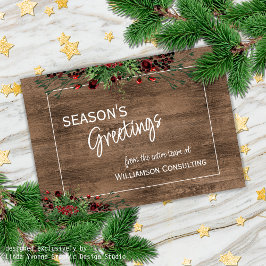 Custom Red Berries Green Holly Botanical Foliage Feiertagskarte