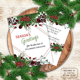 Custom Red Berries Green Holly Botanical Foliage Feiertagskarte