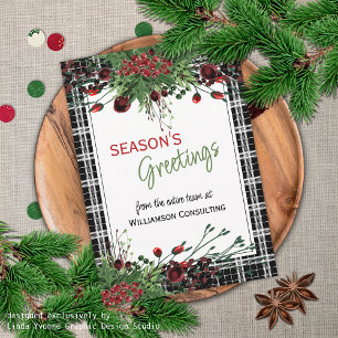 Custom Red Berries Green Holly Botanical Foliage Feiertagskarte