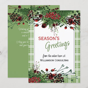 Custom Red Berries Green Holly Botanical Foliage Feiertagskarte