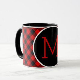 Custom Red Black Buffalo Karo Kariertes Muster Tasse
