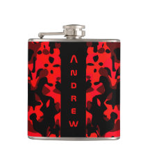 Custom Red Black Camouflage Mascula Flask