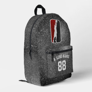 Custom Red & Black Glitter Basketball Player  Bedruckter Rucksack