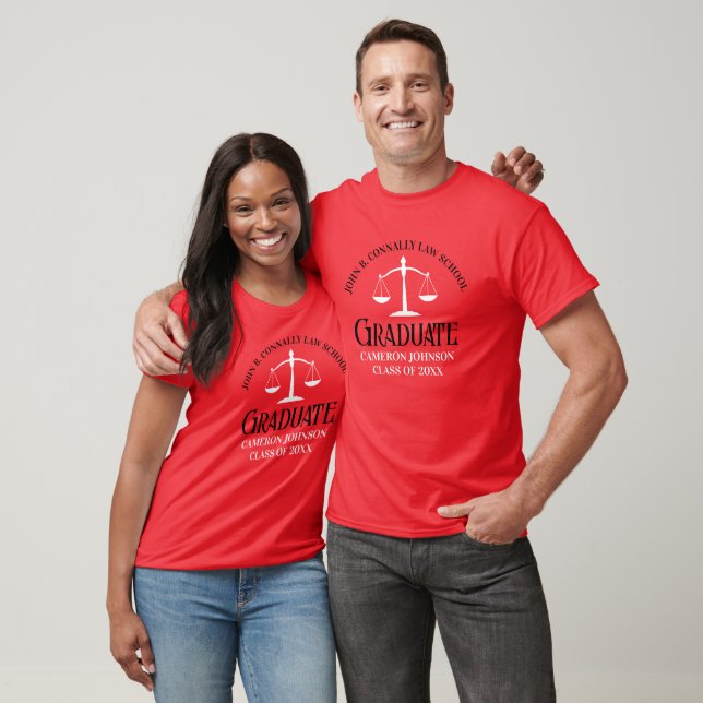Custom Red Black Law School Abschluss T-Shirt (Unisex)