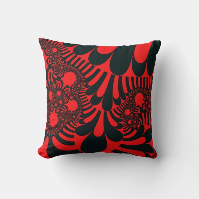 Custom Red Black Mod Throw Pillow Kissen (Vorderseite)
