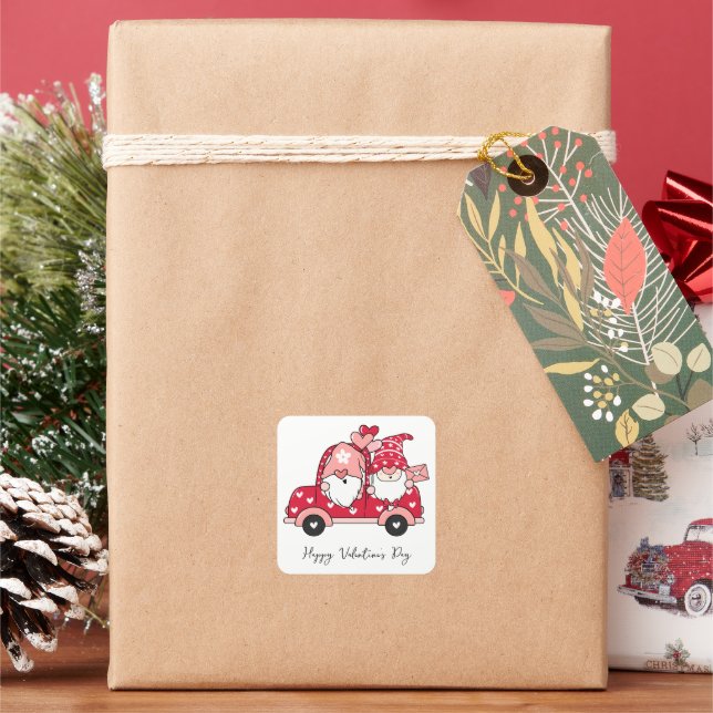 Custom Red Black Modern Happy Valentine's Day Quadratischer Aufkleber (Feiertag)