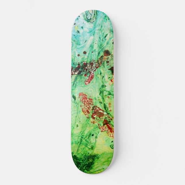 Custom Red Blue Yellow Green Modern Abstrakt Skateboard (Vorderseite)