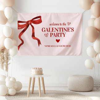 Custom Red Bow Galentine's Day Party Willkommen Banner