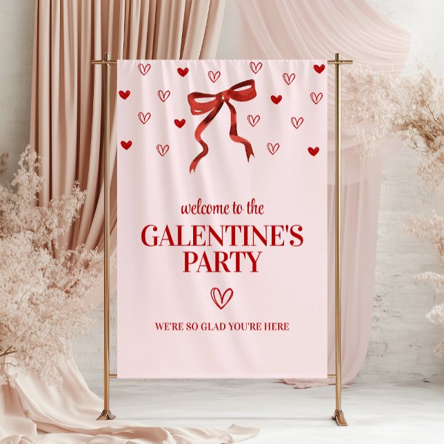 Custom Red Bow Galentine's Day Party Willkommen Banner (Von Creator hochgeladen)