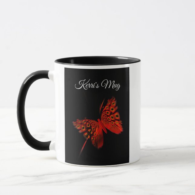 Custom Red Butterfly Tasse (Links)