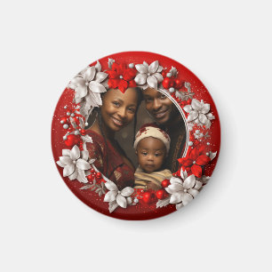 Custom Red Christmas Foto Magnet