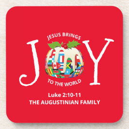 Custom Red Christmas JOY TO THE WORLD Christlich Getränkeuntersetzer