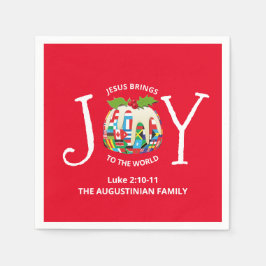 Custom Red Christmas JOY TO THE WORLD Christlich Serviette