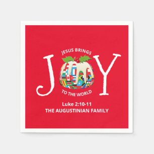 Custom Red Christmas JOY TO THE WORLD Christlich Serviette