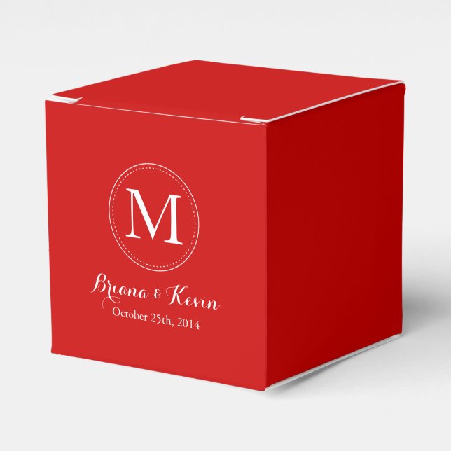 Custom Red Coloed Monogram Bevorzugte Boxen Geschenkschachtel (Vorderseite)