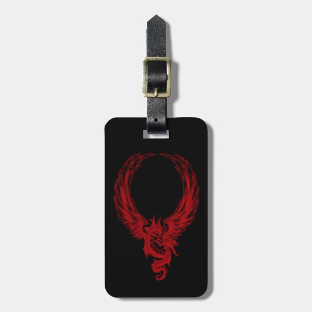 Custom Red Dragon Ryuu Gepäcktag Gepäckanhänger (Vorderseite vertikal)