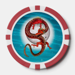 Custom Red Eastern Dragon - Mythische Kreatur Pokerchips