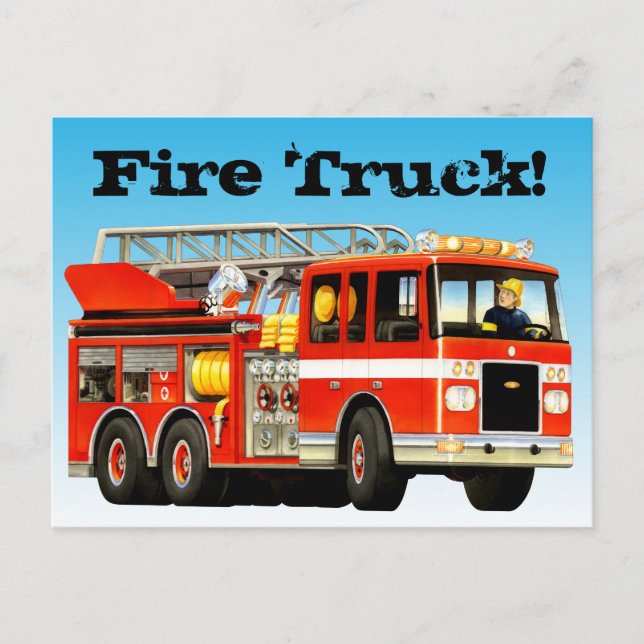 Custom Red Fire Truck Postkarte (Vorderseite)