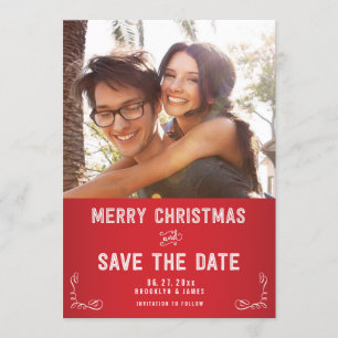 Custom Red Foto Save the Date Weihnachtskarten