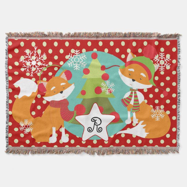 Custom Red Fox Weihnachtsgeschenk Decke (Vorderseite)