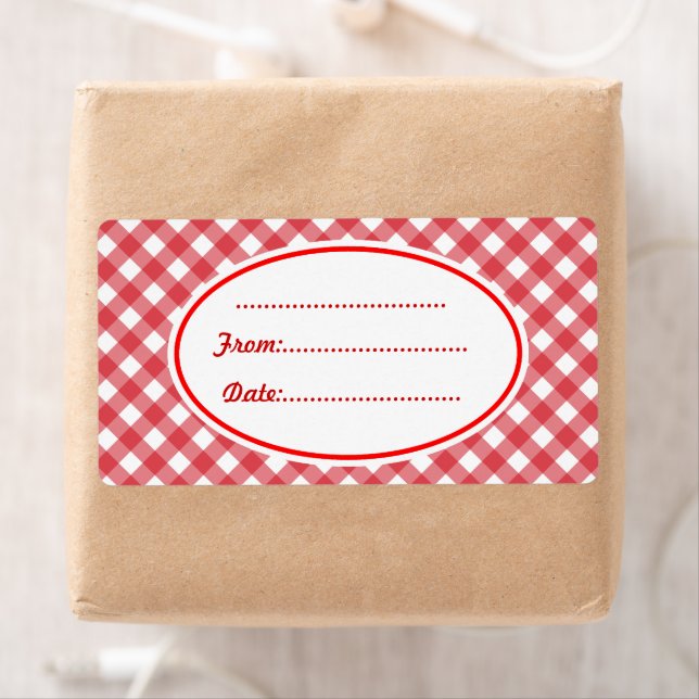 Custom Red Gingham Kitchen Food Geschenketiketten  (Insitu)