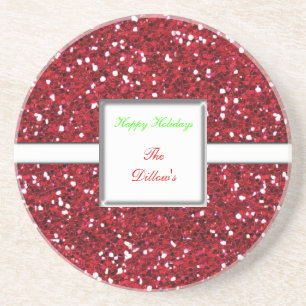 Custom Red Glitzer Design Holiday Untersetzer