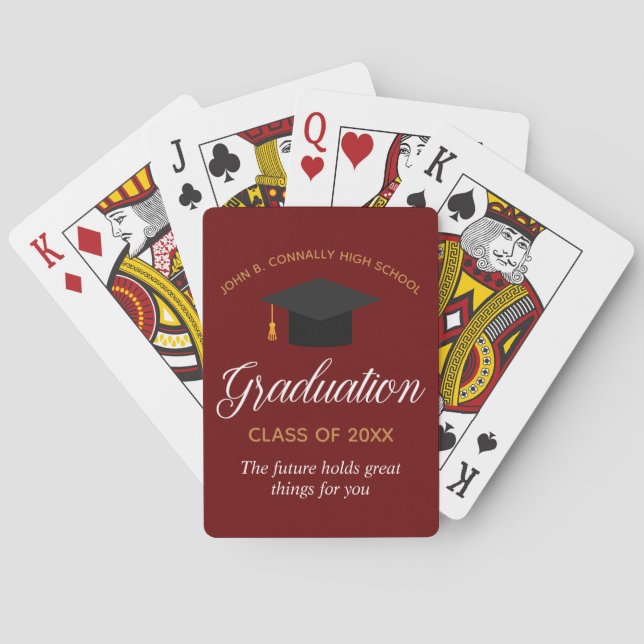 Custom Red Gold Abschluss 2023 Graduate Gift Spielkarten (Rückseite)