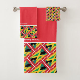 Custom Red GRENADA JAMAICA FLAG Badhandtuch Set