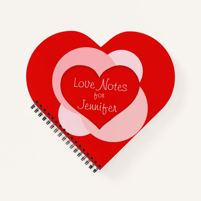 Custom Red Heart Valentine's Heart Shaped Notizbuch (Vorderseite)