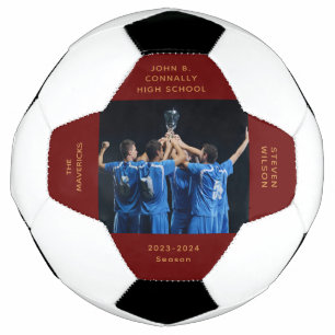Custom Red High School Senior Foto Abschluss Fußball