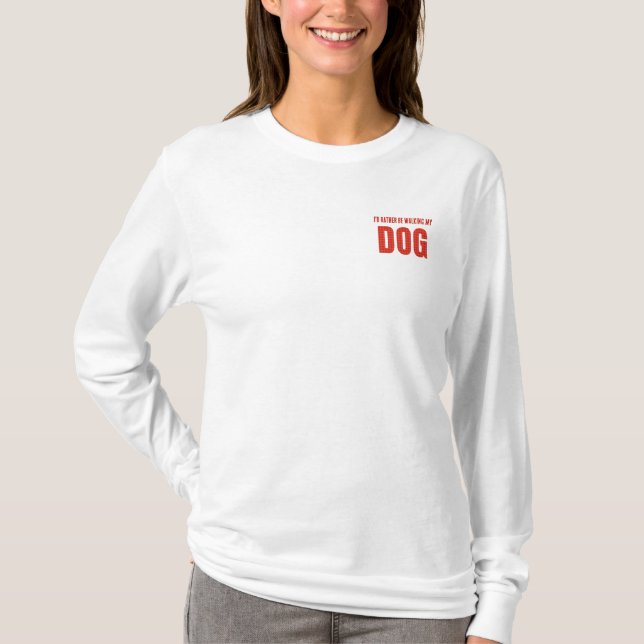 Custom Red Kariert "Ich würde lieber meinen Hund l T-Shirt (Vorderseite)