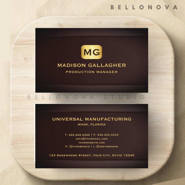 Custom Red Maroon Gold Manufacturing Beruflich Visitenkarte (Custom Red Maroon Gold Manufacturing Professional Business Card)