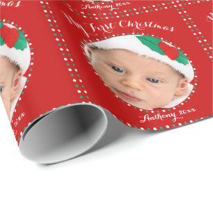 Custom Red My First Christmas Wrapper Geschenkpapier