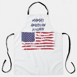 Custom Red & Navy American Flag Kitchen Adult Schürze