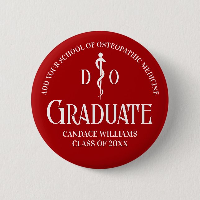 Custom Red Osteopathic Medical School Abschluss Button (Vorderseite)