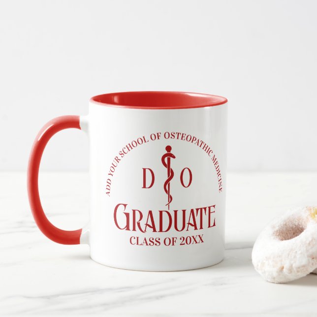 Custom Red Osteopathic Medical School Abschluss Tasse (Mit Donut)