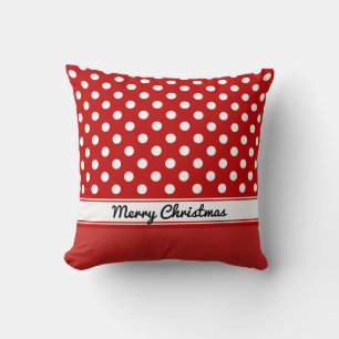 Custom Red Polka Dots Red Base Frohe Weihnachten Kissen