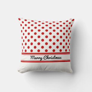 Custom Red Polka Dots White Base Frohe Weihnachten Kissen