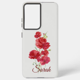 Custom Red Poppy Blume Rufous Hummingbird Bird Samsung Galaxy Hülle