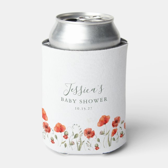 Custom Red Poppy Garden Floral Baby Dusche Dosenkühler (Kanne Vorderseite)