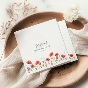 Custom Red Poppy Garden Floral Baby Dusche Serviette