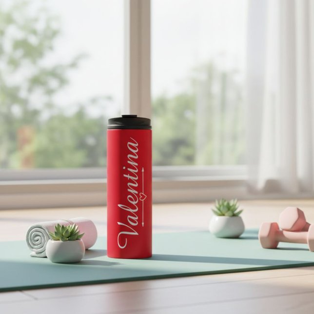 Custom Red Script Name Travel Tumbler Thermosbecher (Von Creator hochgeladen)
