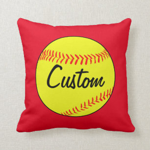 Custom Red Softball Throw Pillow Kissen
