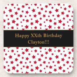 Custom Red Stars mit Message Birthday Party Getränkeuntersetzer