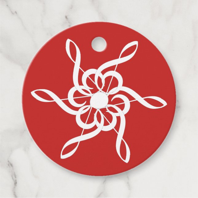Custom Red Treble Clef Snowflake Musical Circle Geschenkanhänger (Vorderseite)