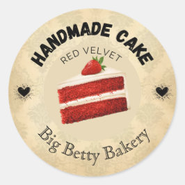 Custom Red Velvet Cake Labels | Personalisiert Bak Runder Aufkleber
