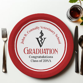 Custom Red Veterinary School Graduation Party Pappteller