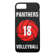 Custom Red Volleyball Number & Team Phone Case